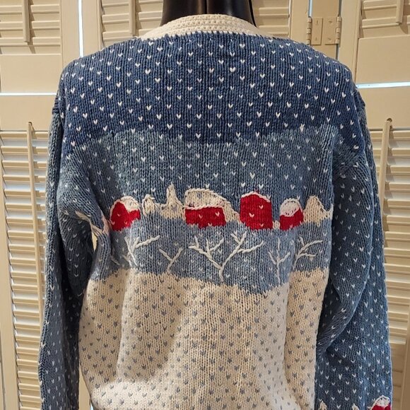 Vintage Orvis One Horse Sleigh w Snowflakes Ramie/Cotton Sweater Size S 6/8 - Picture 10 of 10